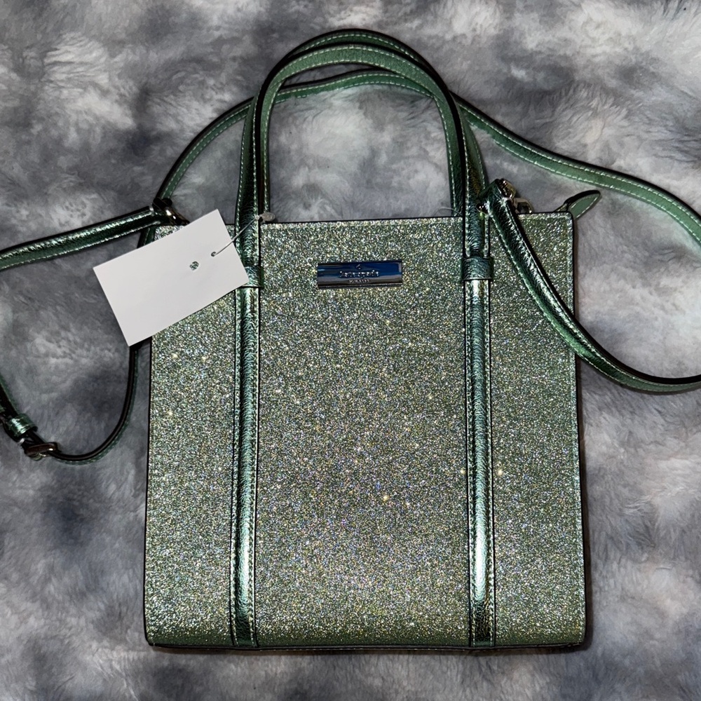Kate Spade Sparkly Light Green Purse, Crossbody, NWT